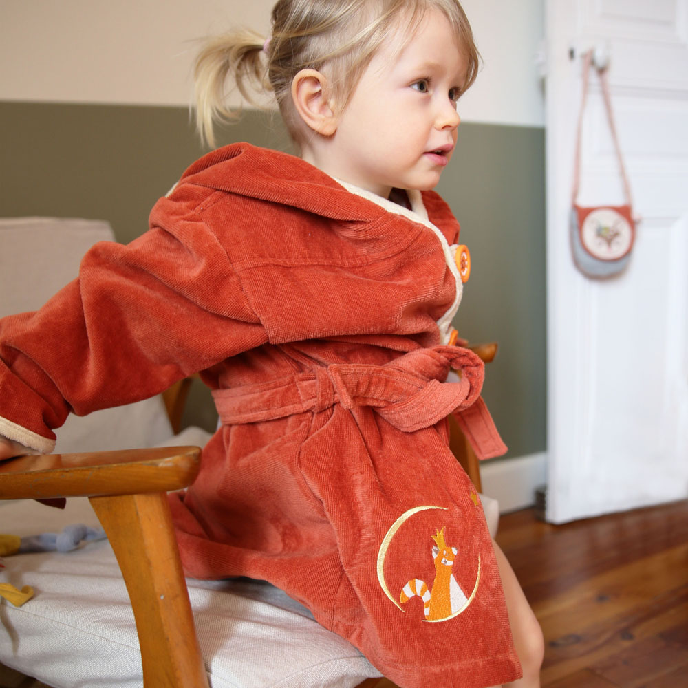 Peignoir panda roux terracotta personnalisable (2-4 ans) (L'oiseau bateau) - Image 1
