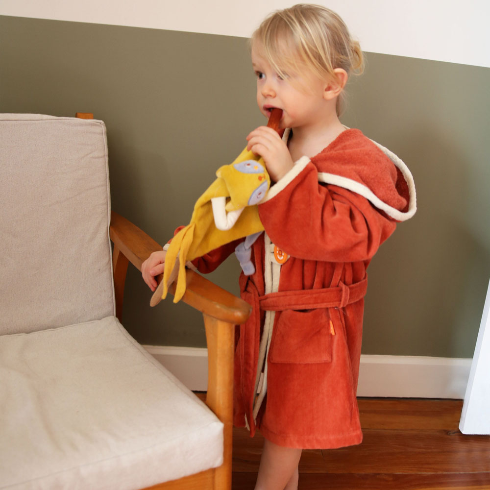 Peignoir panda roux terracotta personnalisable (2-4 ans) (L'oiseau bateau) - Image 2