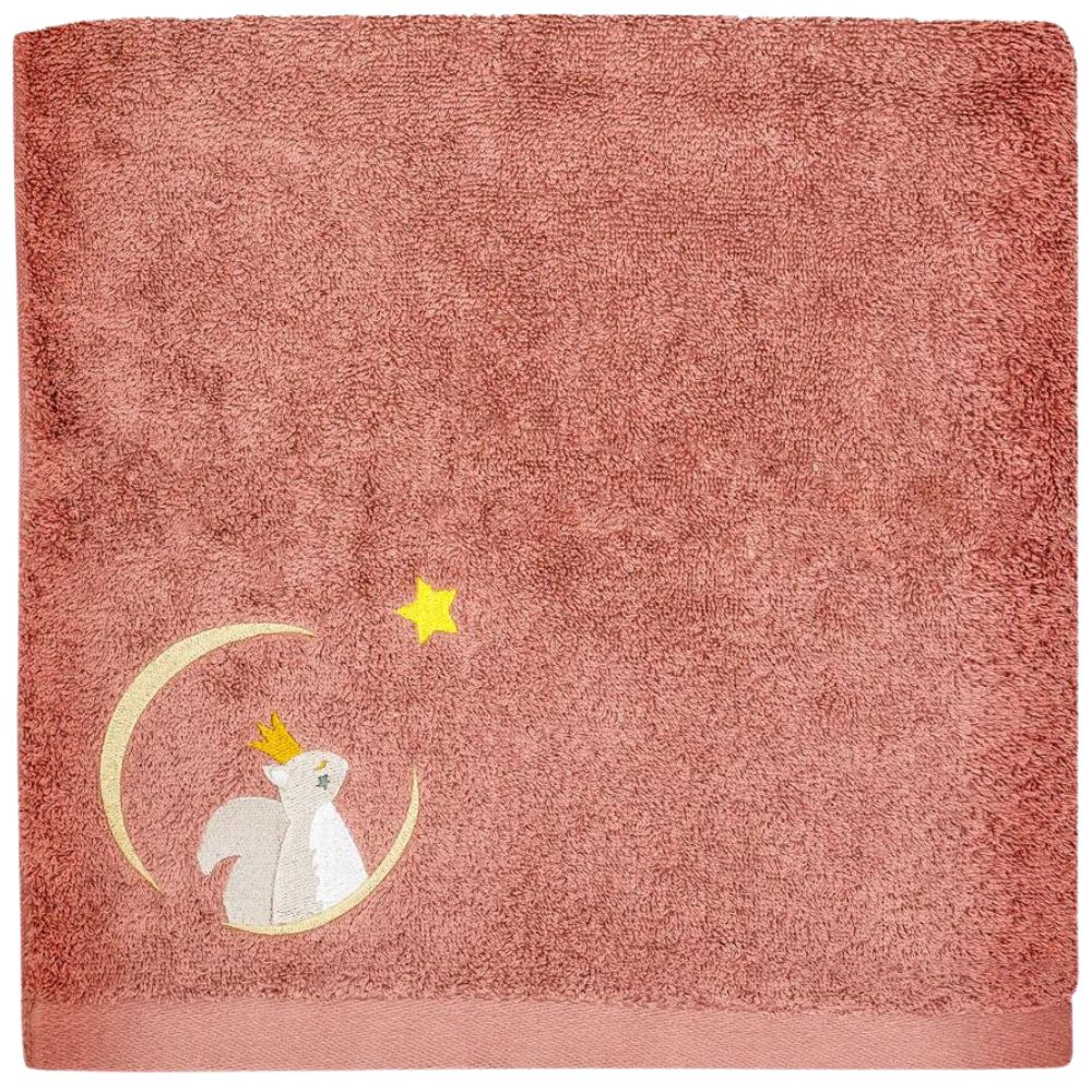 L'oiseau bateau - Serviette de bain brique écureuil personnalisable (70 x 140 cm)