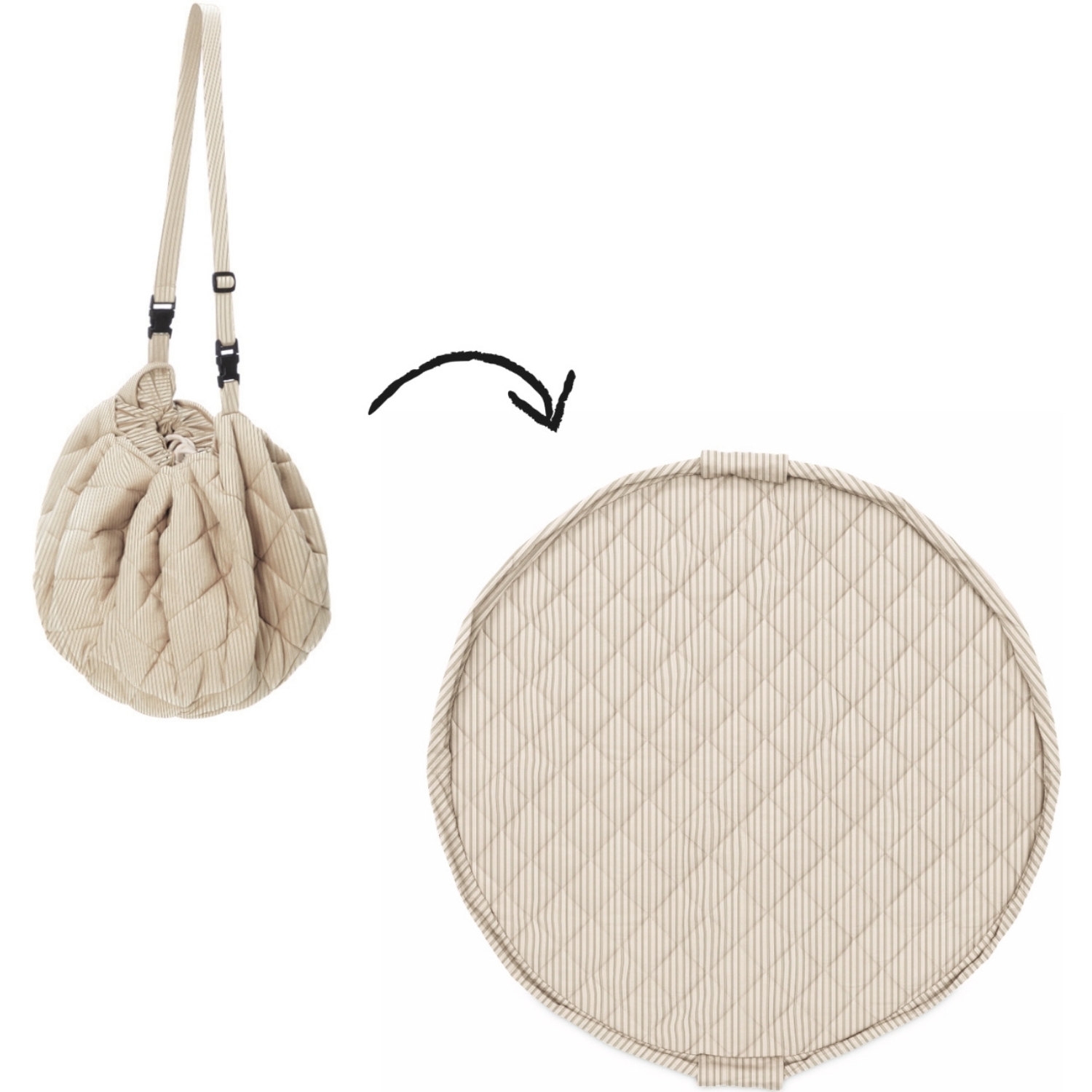 Tapis de jeu 2 en 1 Noomad Organic Soft Stripes Blue (Play&Go) - Image 1