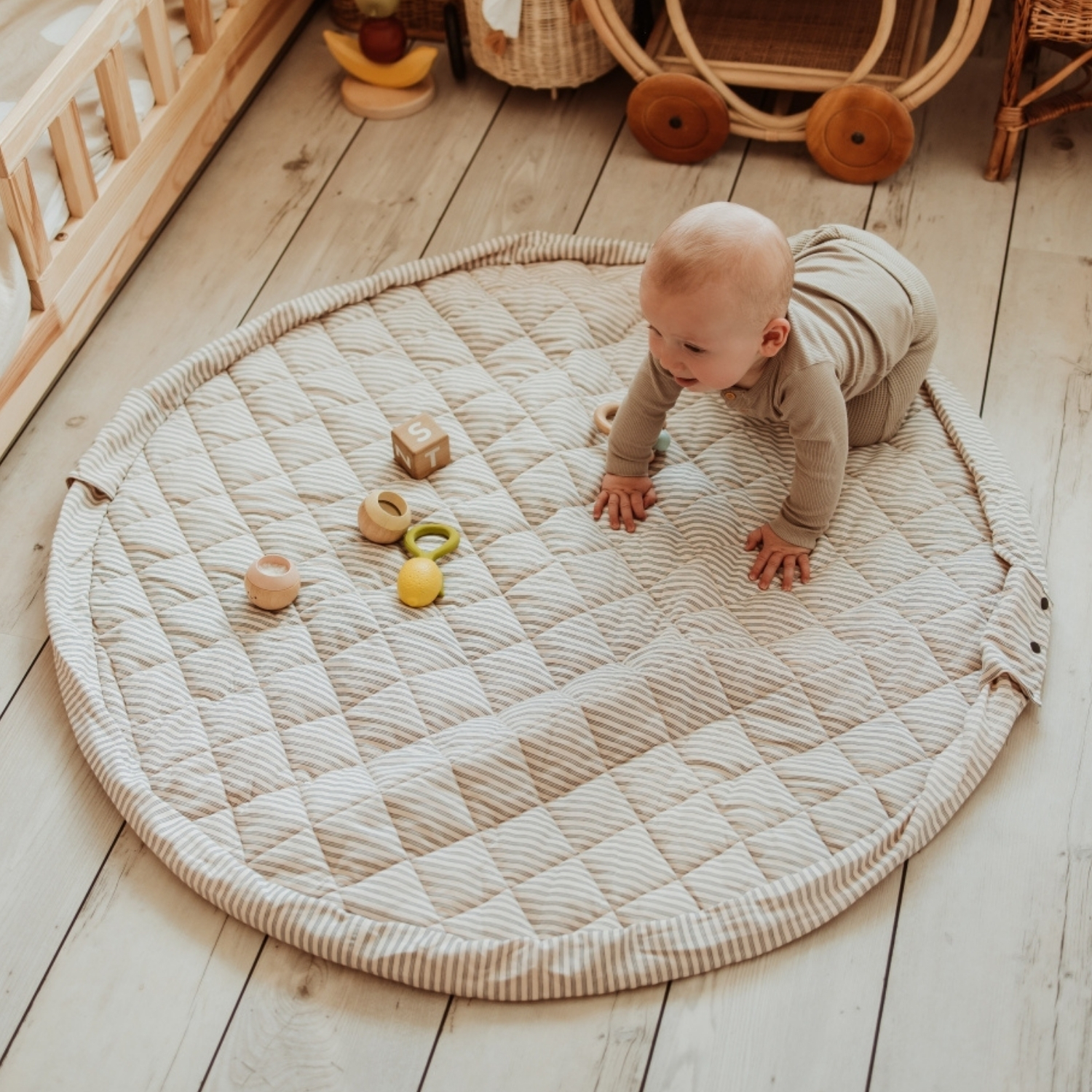 Tapis de jeu 2 en 1 Noomad Organic Soft Stripes Blue (Play&Go) - Image 2