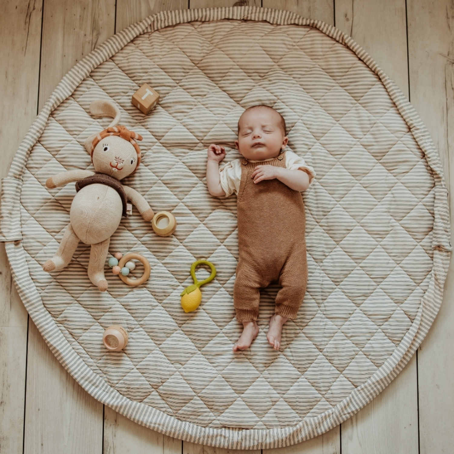 Tapis de jeu 2 en 1 Noomad Organic Soft Stripes Blue (Play&Go) - Image 3