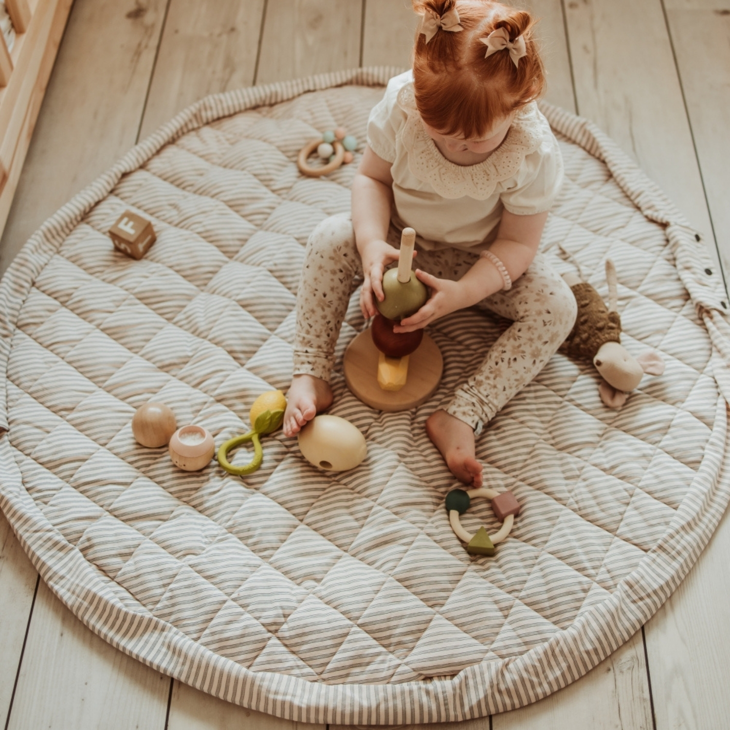 Tapis de jeu 2 en 1 Noomad Organic Soft Stripes Blue (Play&Go) - Image 4