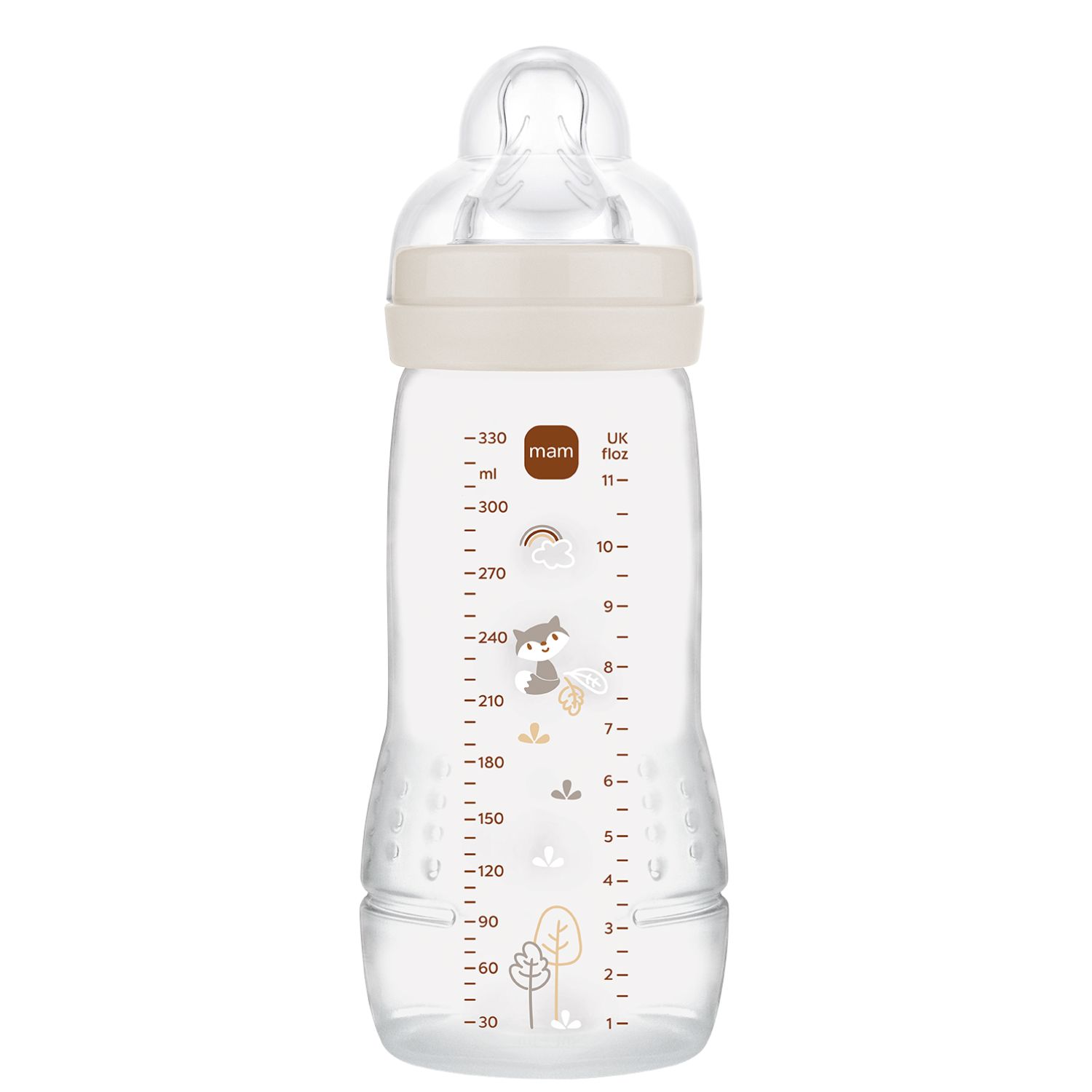 Mam - Biberon Easy Active débit rapide 330ml sable - Transparent