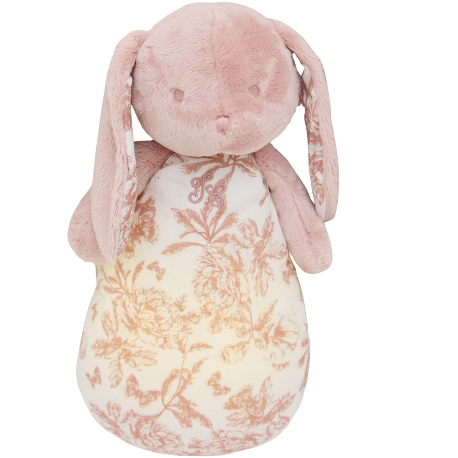 Tartine et Chocolat - Peluche bruit blanc lapin Toile de Jouy rose