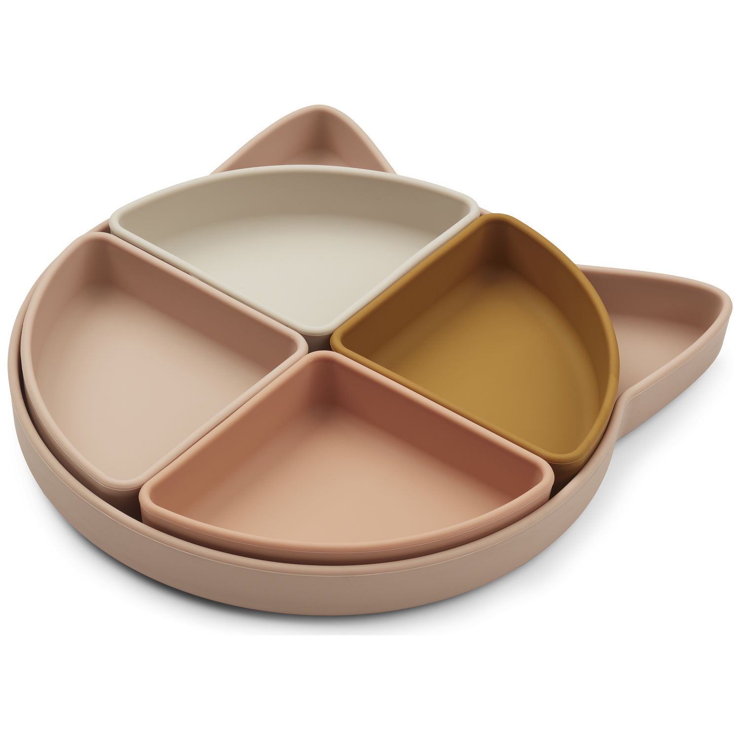 Liewood - Assiette à compartiments Arne Cat Rose Multi Mix