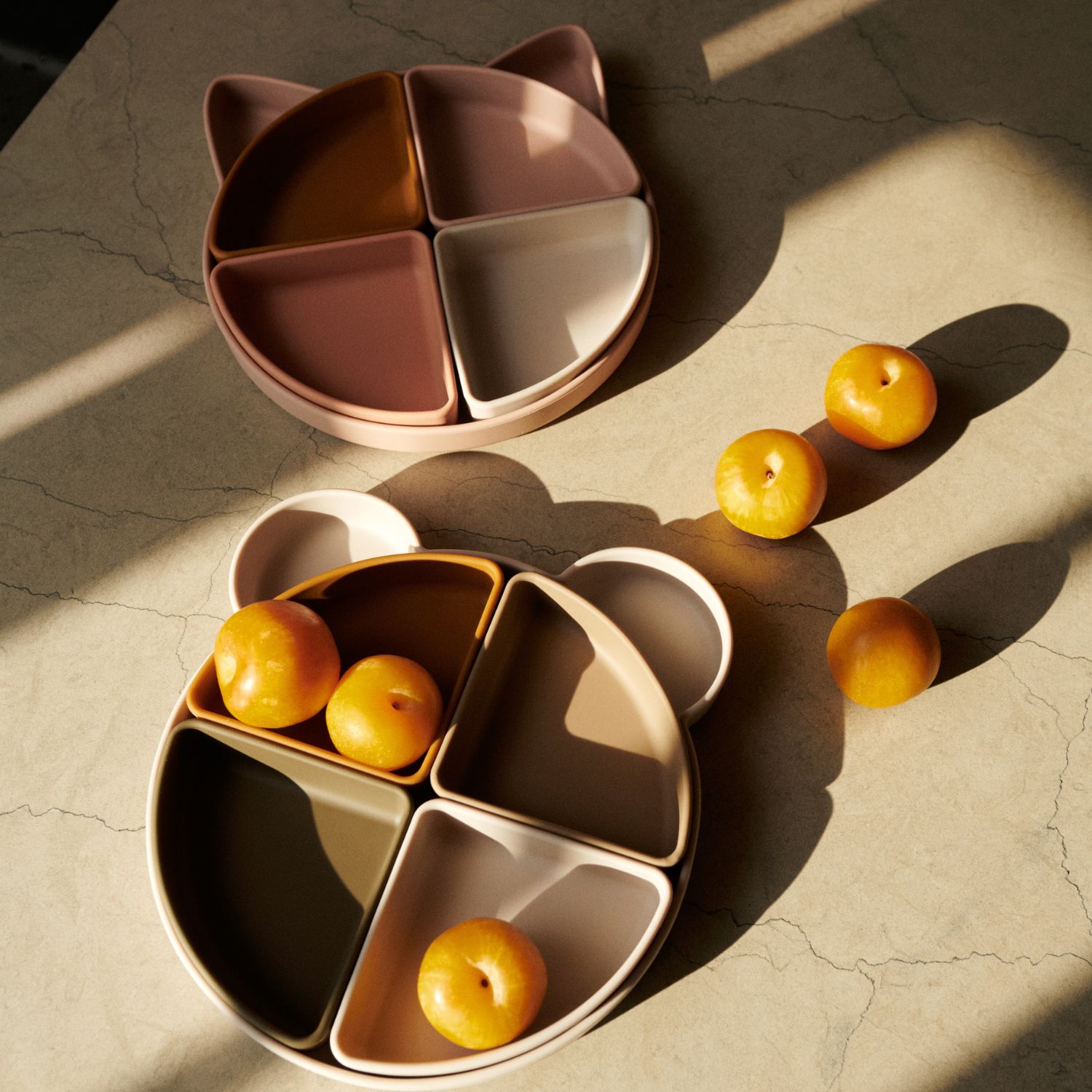 Liewood - Assiette à compartiments Arne Cat Rose Multi Mix