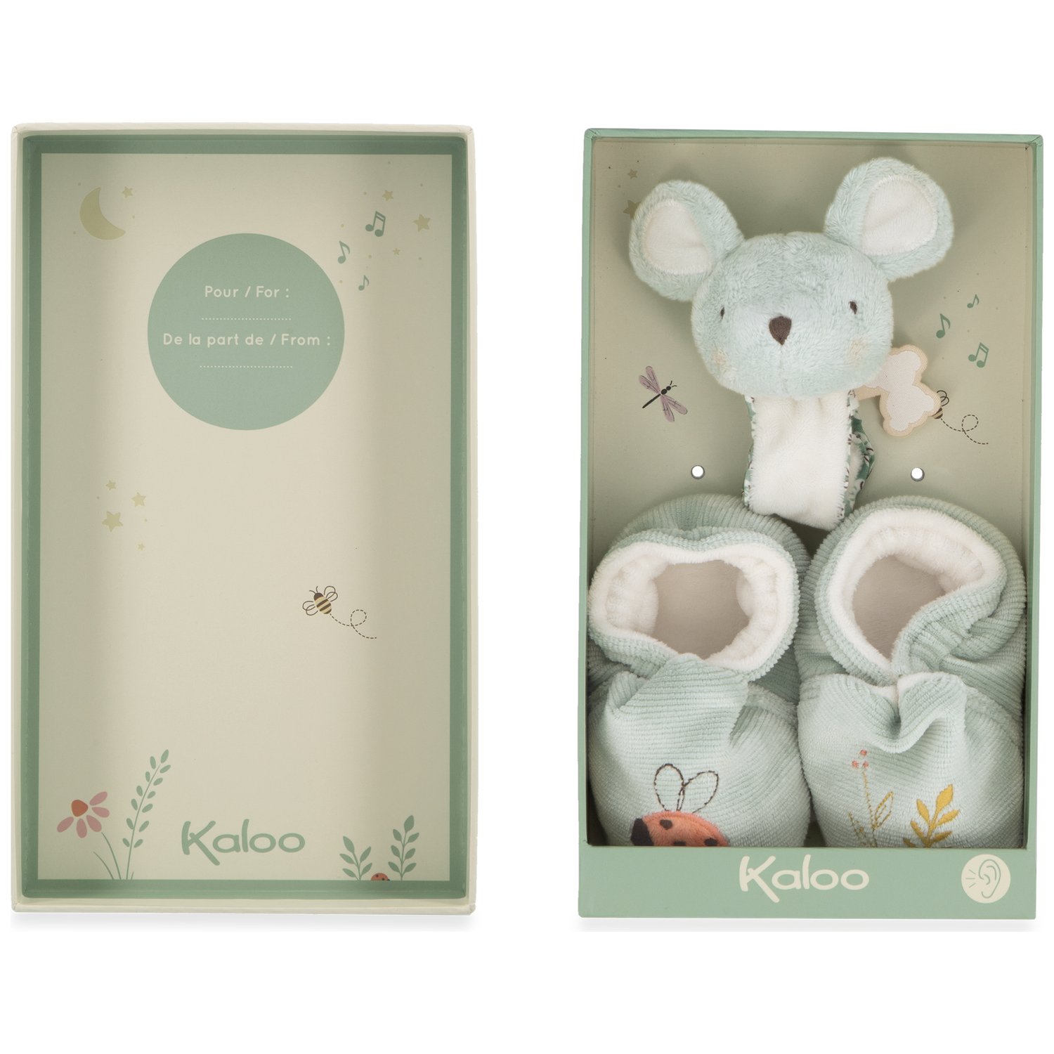 Coffret de naissance chaussons et bracelet sonore Souris