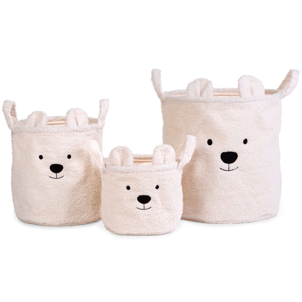 Childhome - Lot de 3 paniers Teddy écru
