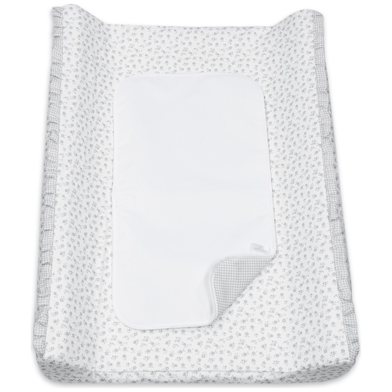 Matelas à langer avec housse Little Bloom Fleurs Gris