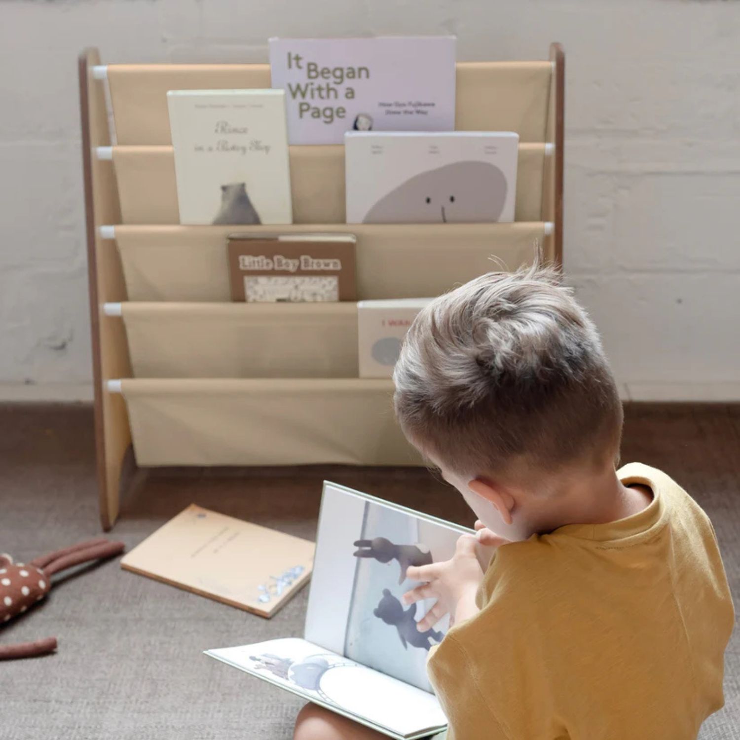 3 sprouts - Bibliothèque en tissu recyclé Beige