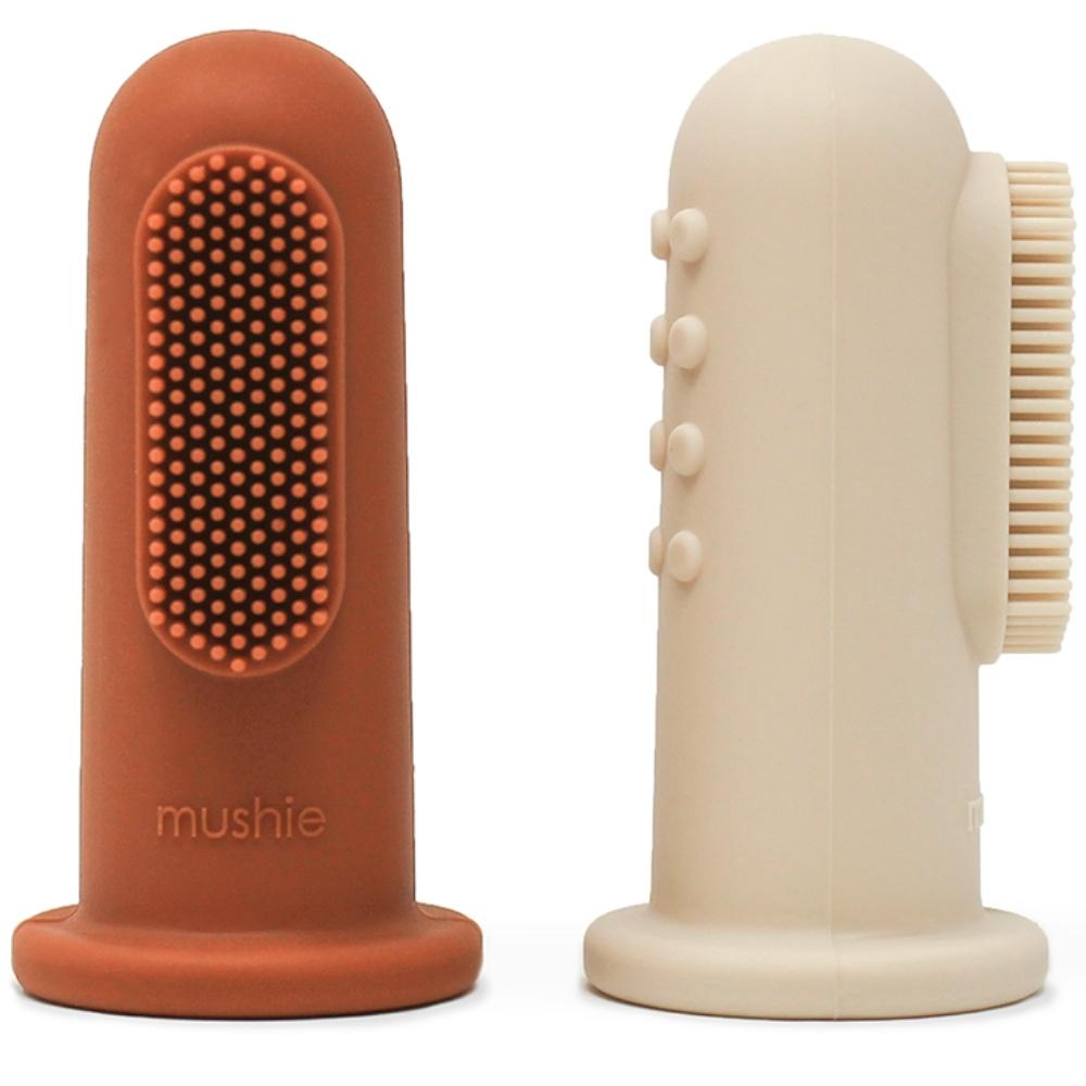 Lot de 2 brosses à dent à doigt Shifting sand-Clay (Mushie) - Image 1