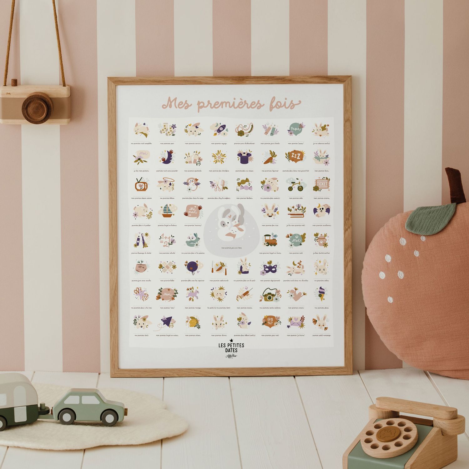 Les Petites Dates - Affiche Mes Premières Fois Lapin - Maman et Papa (40x50 cm)