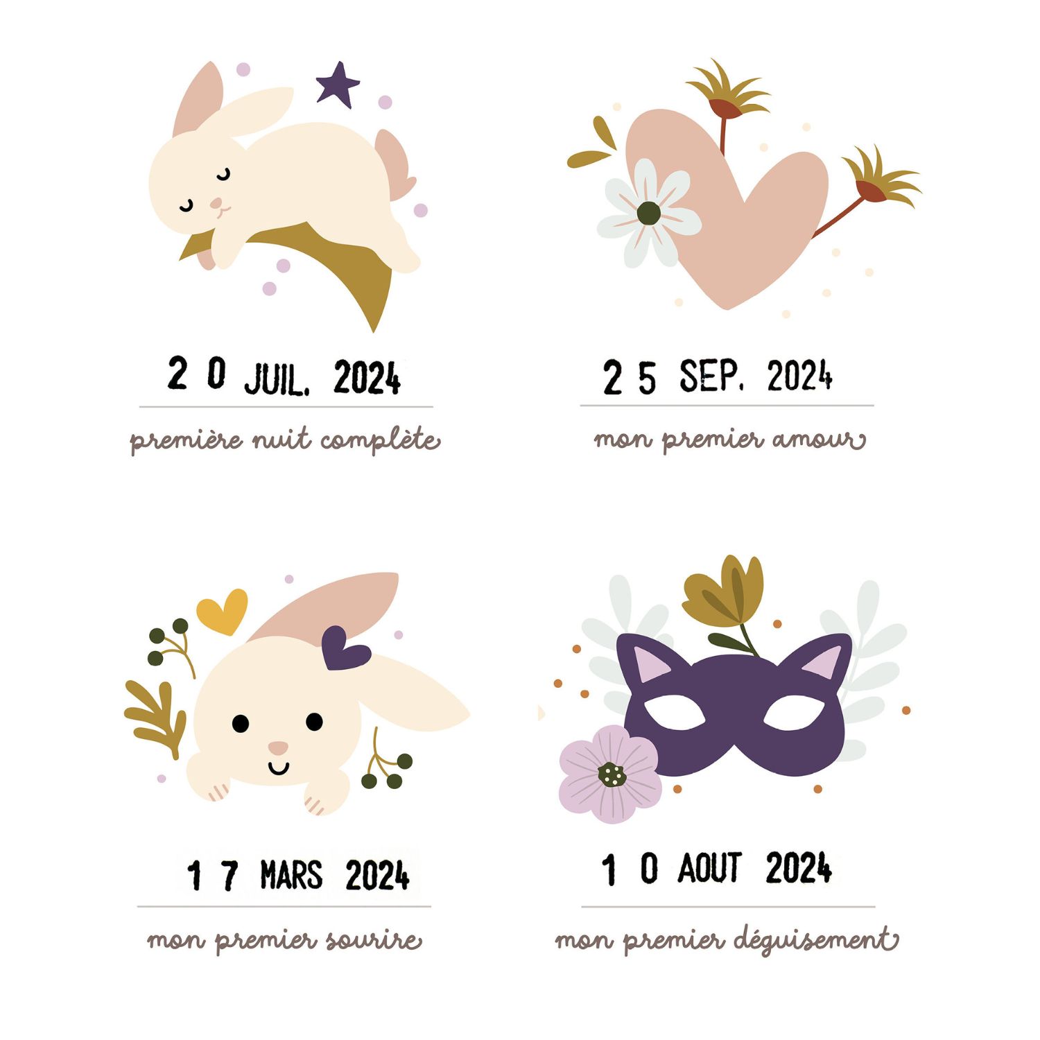 Affiche Mes Premières Fois Lapin - Maman et Papa (40x50 cm) (Les Petites Dates) - Image 3