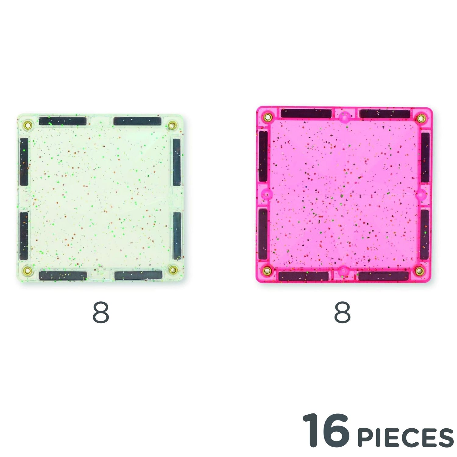 Kit de construction magnétique à paillettes Transparent-Rose (16 pièces) (Cleverclixx) - Image 5