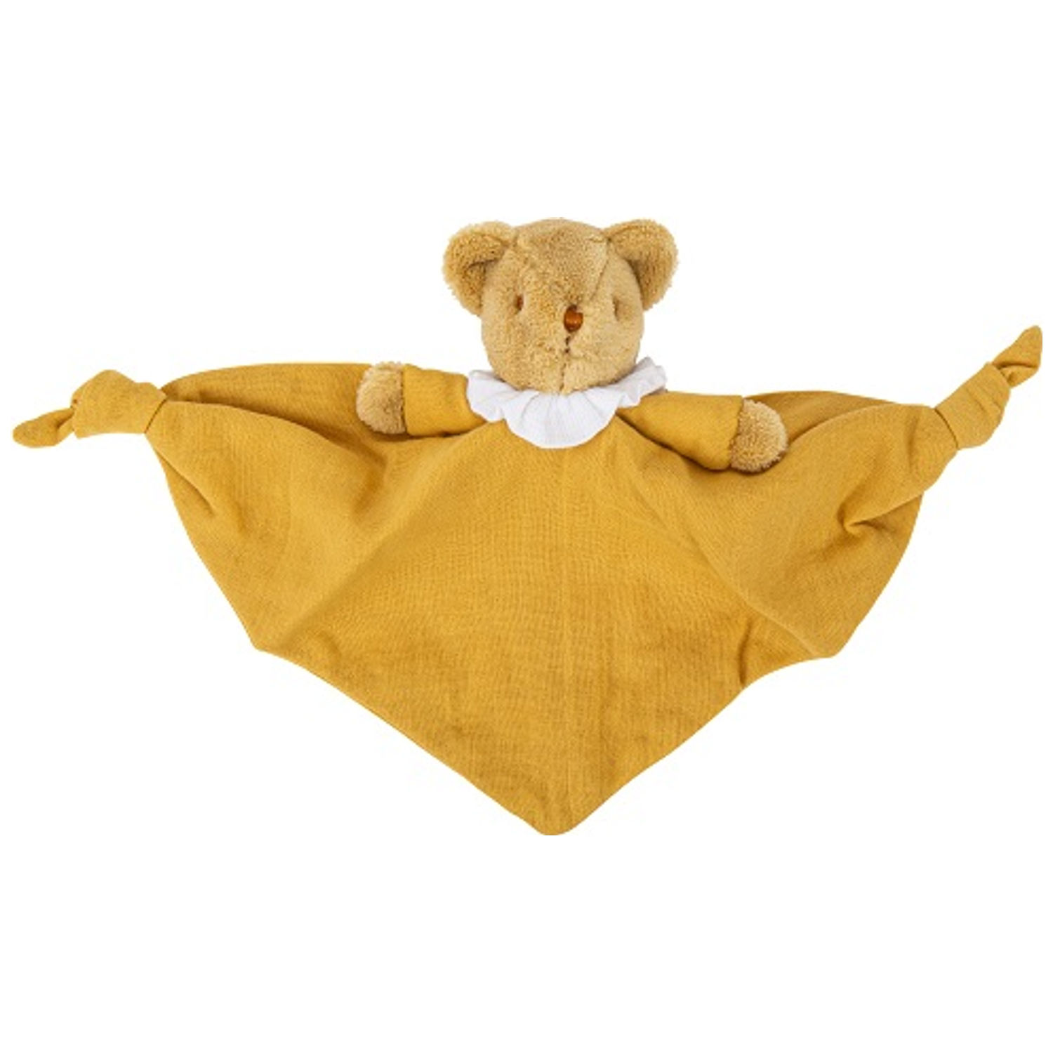 TROUSSELIER  - Ours Triangle Doudou avec Hochet 20Cm - Coton Bio Curry