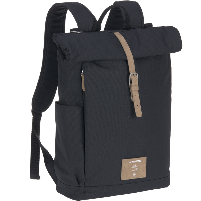 Sac à dos à langer en polyester recyclé Rolltop bleu nuit (Lassig) - Image 1