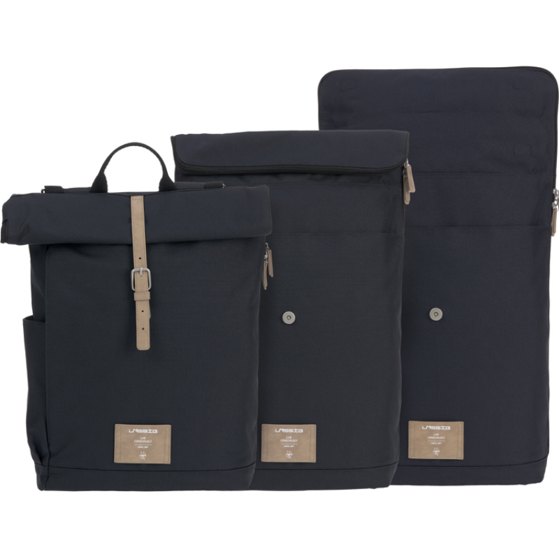 Sac à dos à langer en polyester recyclé Rolltop bleu nuit (Lassig) - Image 4