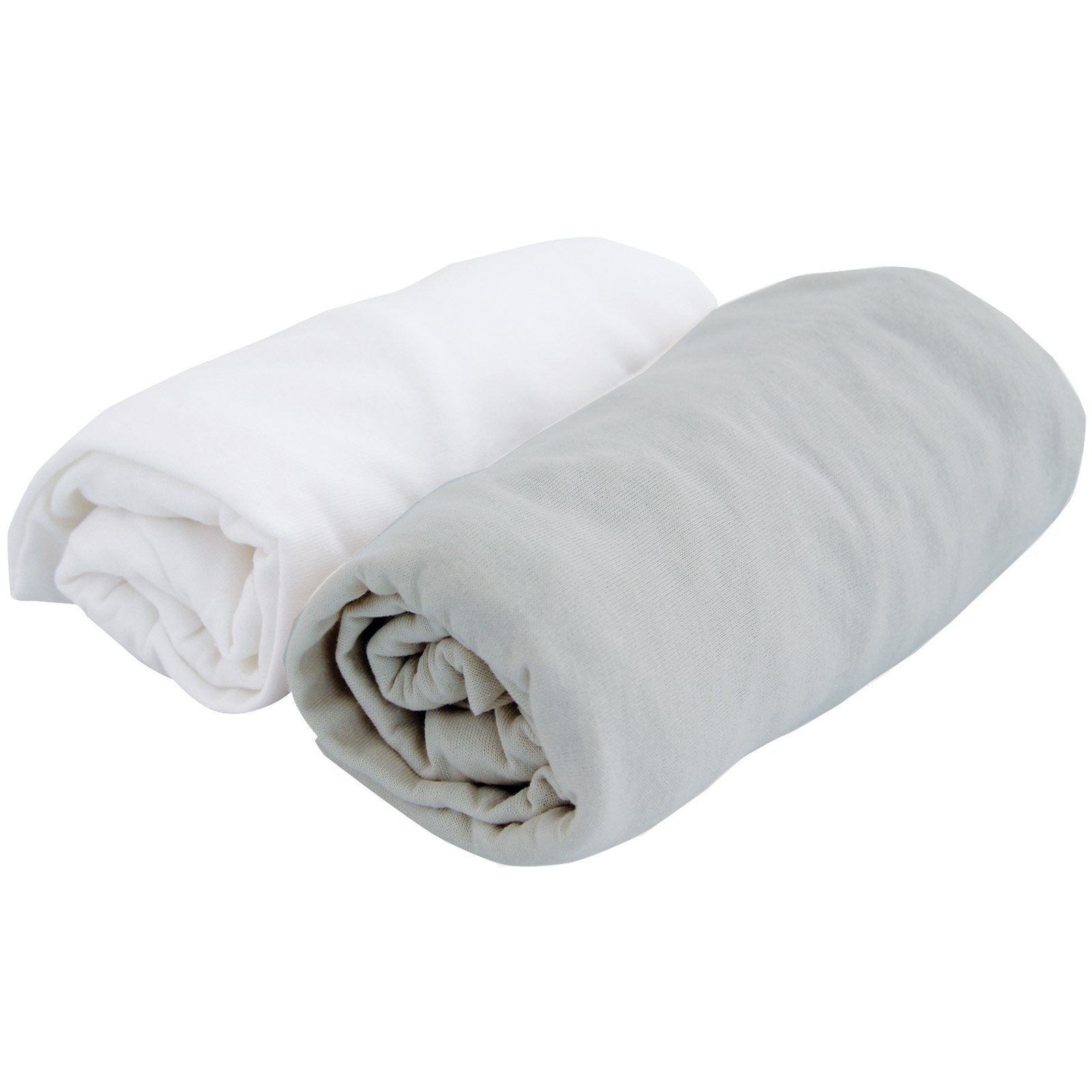 Domiva - Lot 2 draps housses jersey blanc et perle (70 x 140 cm)