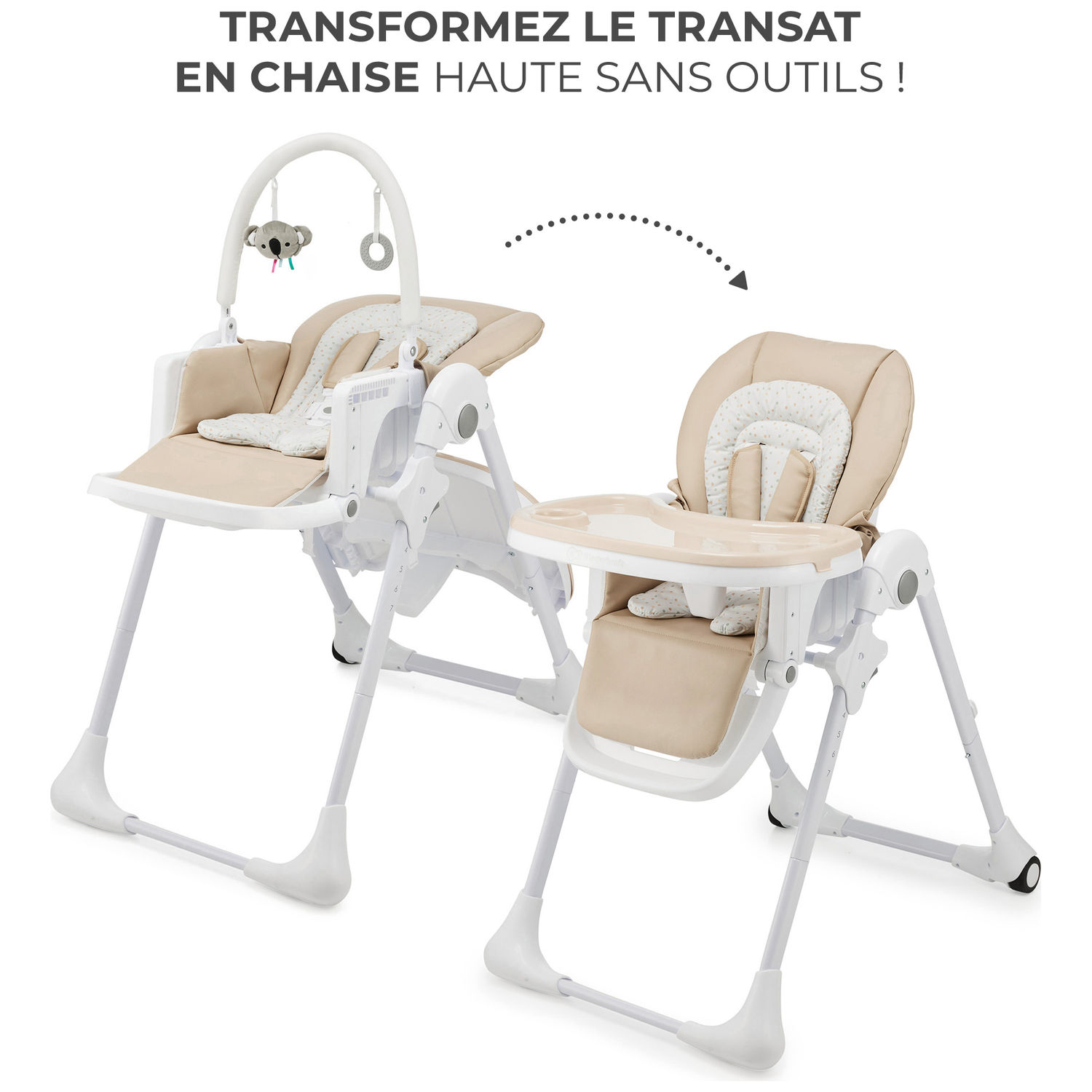 Chaise haute 2 en 1 Tummie Beige (Kinderkraft) - Image 4
