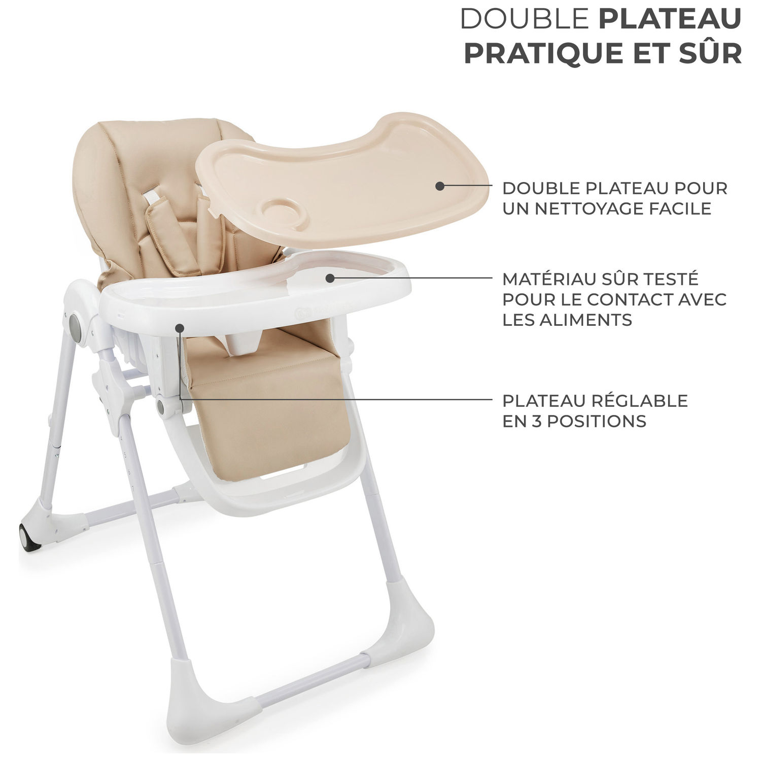 Chaise haute 2 en 1 Tummie Beige (Kinderkraft) - Image 7