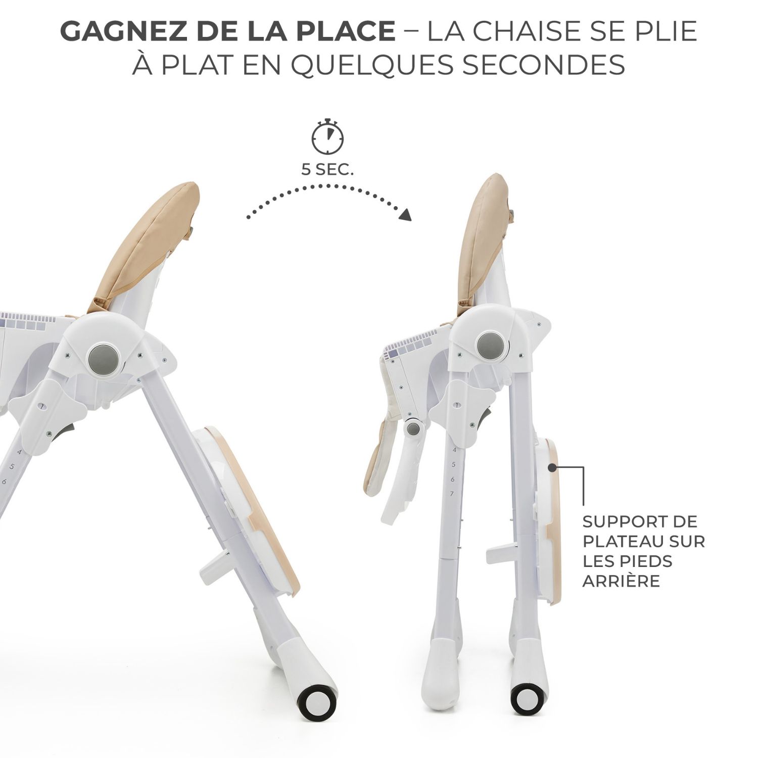 Chaise haute 2 en 1 Tummie Beige (Kinderkraft) - Image 8