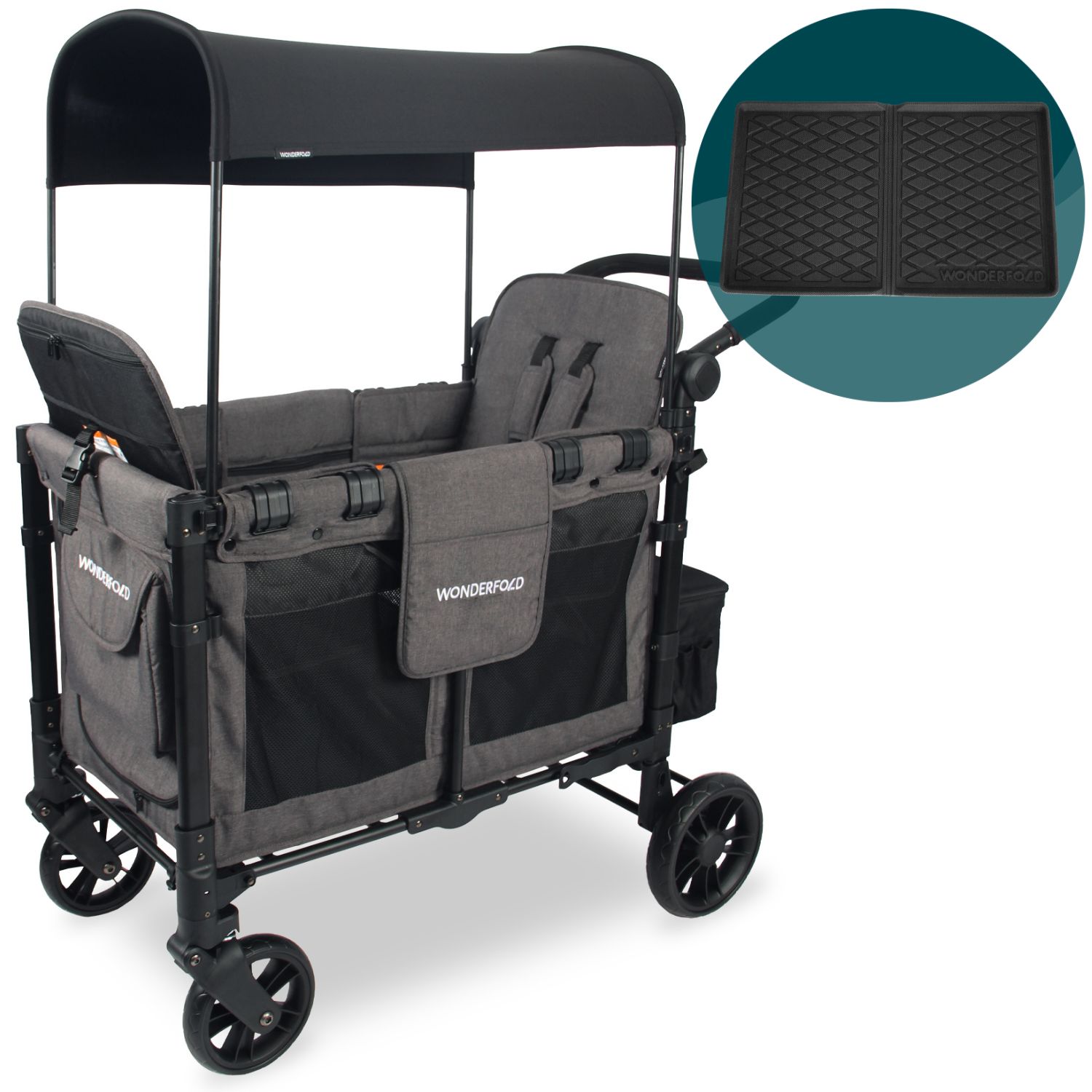 Chariot de transport enfant W2 avec tapis de protection (2 places)