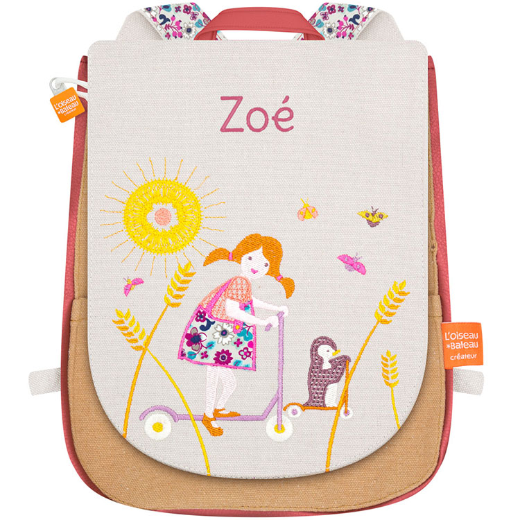 L'oiseau bateau - Sac à dos La fille et la trottinette (personnalisable)