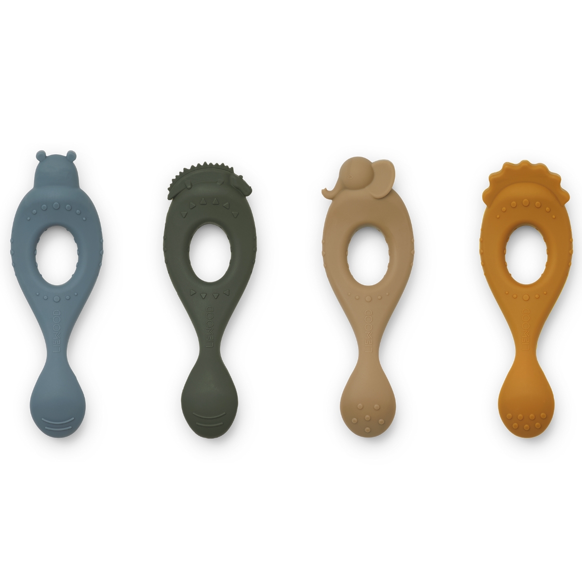 Lot de 4 cuillères en silicone Safari Blue Multi Mix (Liewood) - Couverture