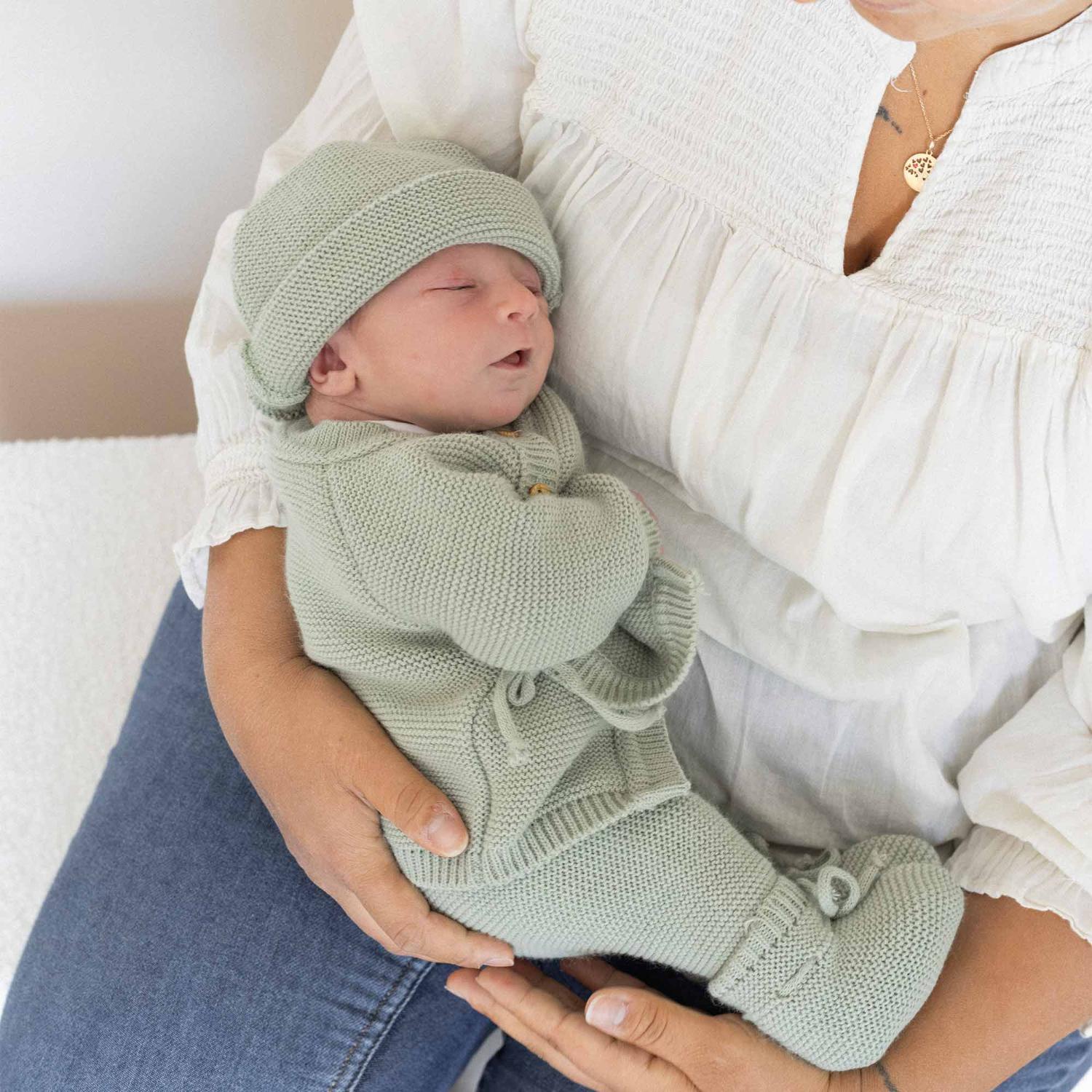 Trois Kilos Sept - Brassière en maille Vert Olive (0-1 mois)