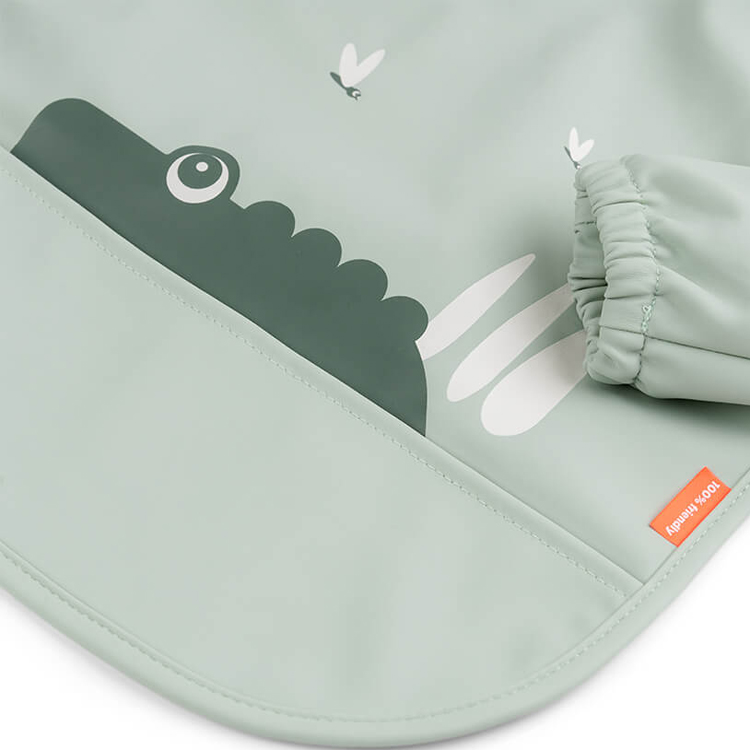 Bavoir manches avec poche Croco Vert (Done by deer) - Image 3
