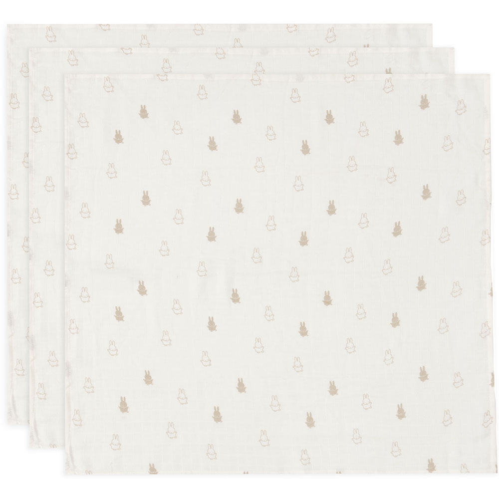 Jollein - Lot de 3 langes en gaze de coton Happy Miffy Nougat (70 x 70 cm)