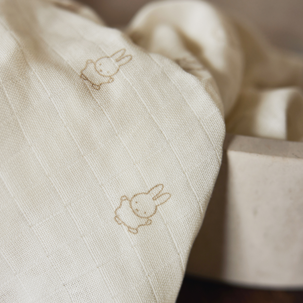 Lot de 3 langes en gaze de coton Happy Miffy Nougat (70 x 70 cm) (Jollein) - Image 2