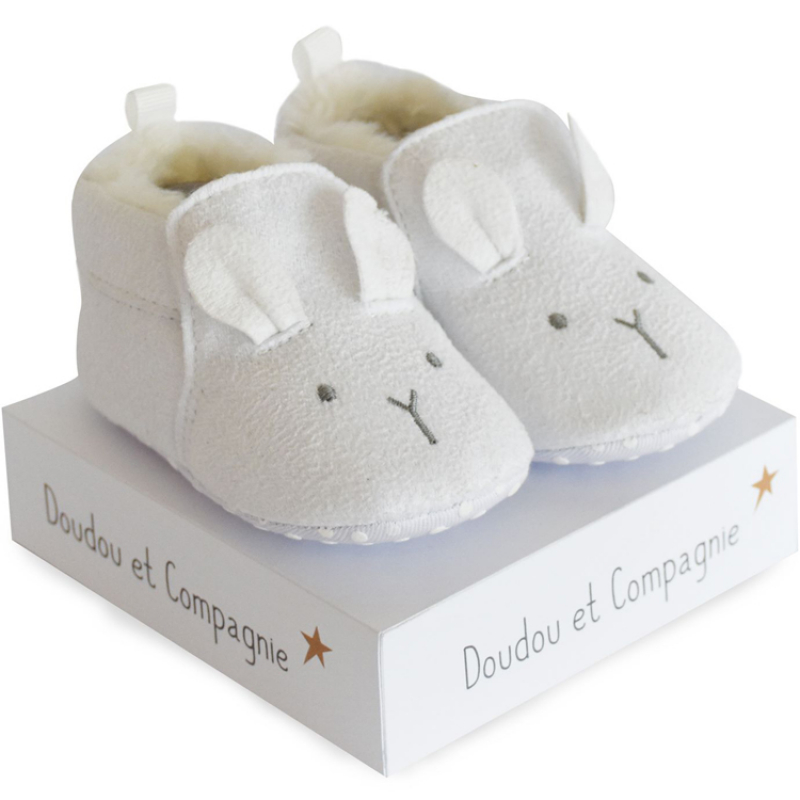 Chaussons lapin blanc (0-6 mois) (Doudou et Compagnie) - Image 1