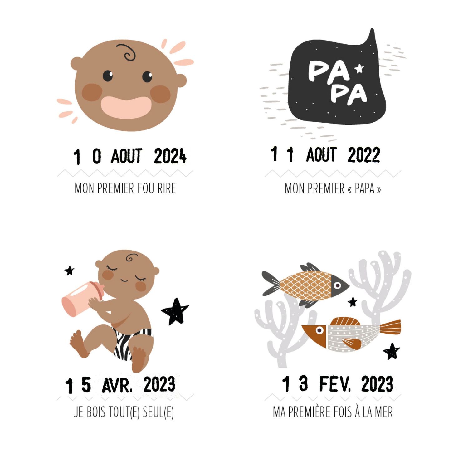 Affiche Mes Premières Fois Peau foncée Maman et Papa (40x50 cm) (Les Petites Dates) - Image 3