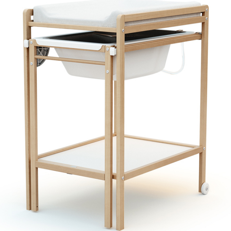 Table à Langer avec baignoire en bois de hêtre verni Essentiel (At4) - Image 1
