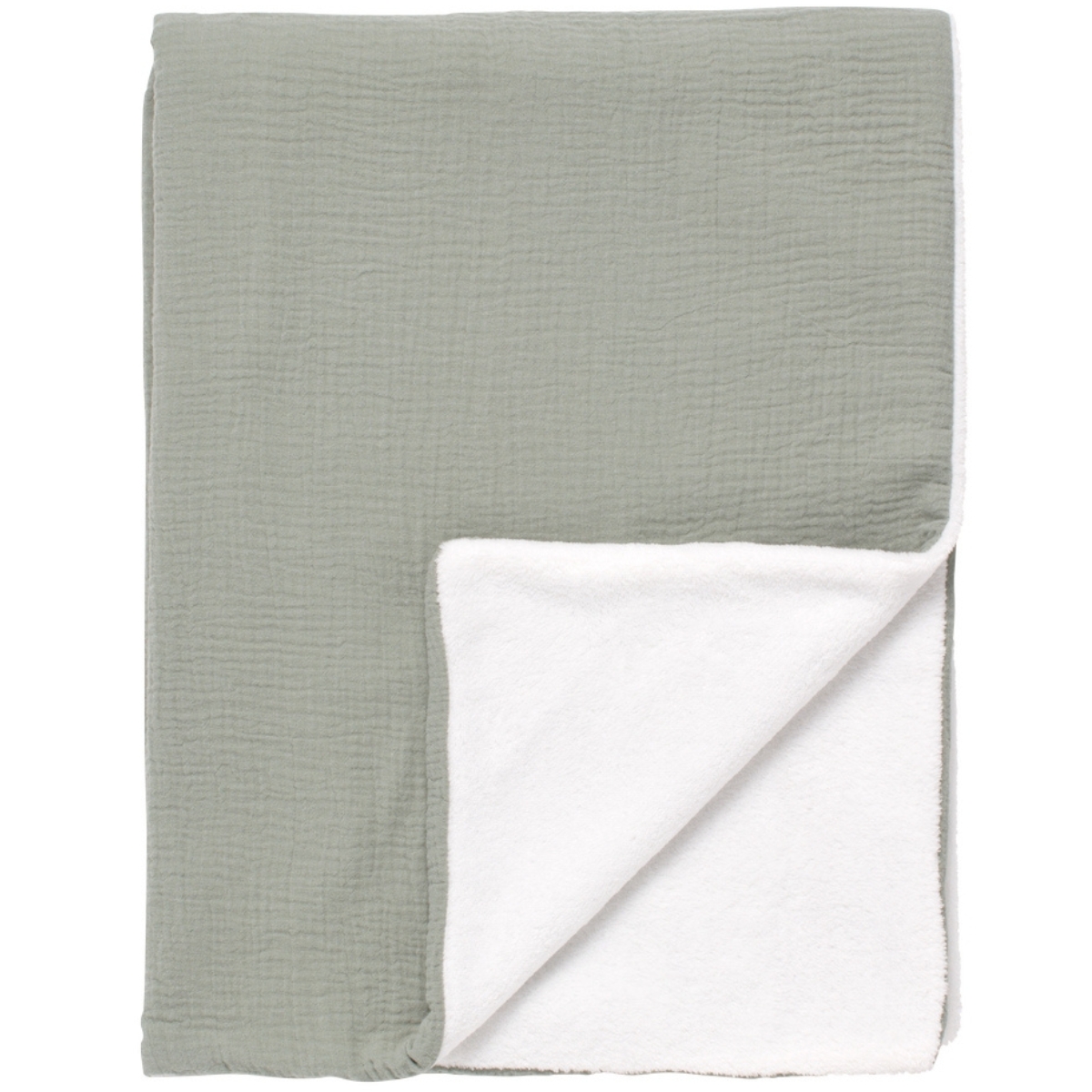 Sauthon - Couverture polaire et gaze de coton Sauge (75 x 100 cm)