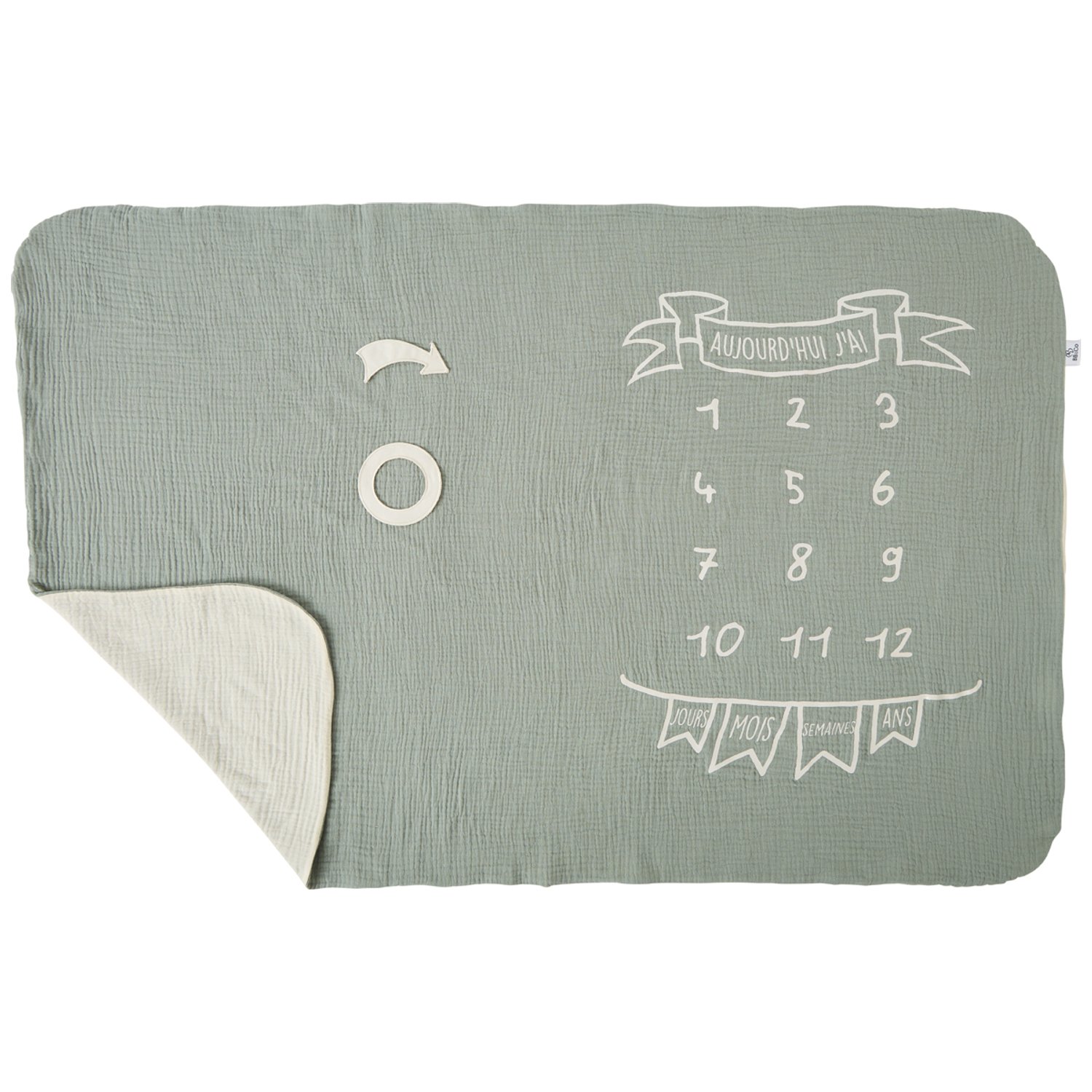 Bb&Co - Couverture décor pour photos avec 2 accessoires rayé vert de gris