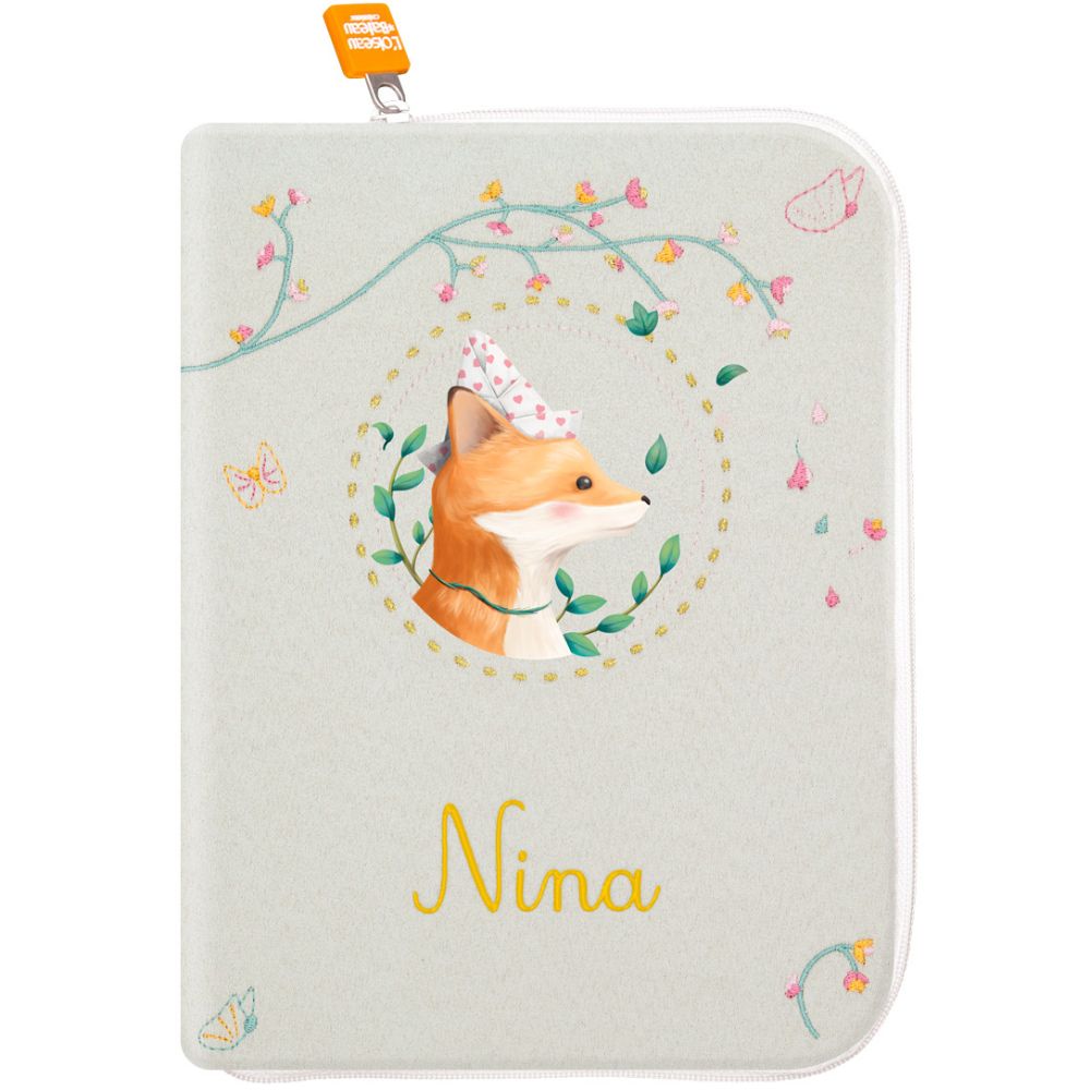 L'oiseau bateau - Protège carnet de santé renard chapeau (personnalisable)