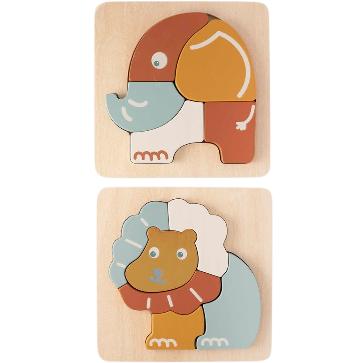 Lot de 2 puzzles bébé en bois