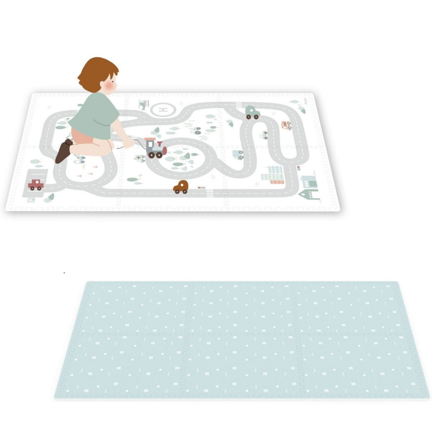 Tapis de jeu dalles EEVAA  réversible 2 en 1 Road (120 x 180 cm) (Play&Go) - Image 1