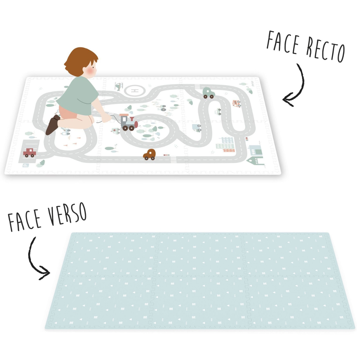 Tapis de jeu dalles EEVAA  réversible 2 en 1 Road (120 x 180 cm) (Play&Go) - Image 6
