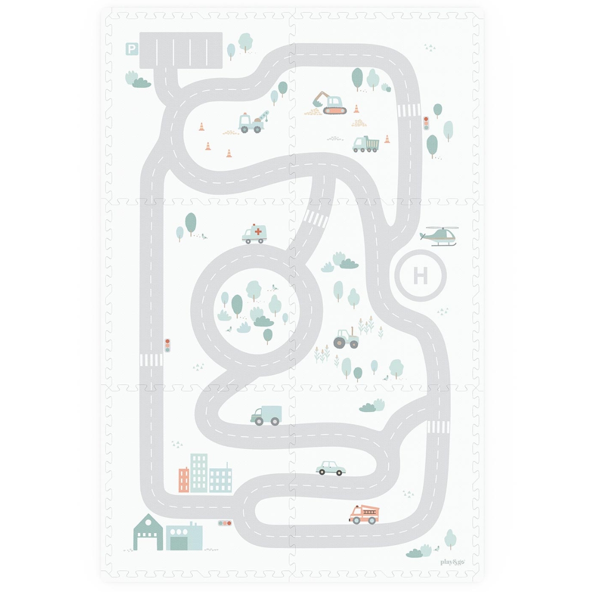Tapis de jeu dalles EEVAA  réversible 2 en 1 Road (120 x 180 cm) (Play&Go) - Image 7