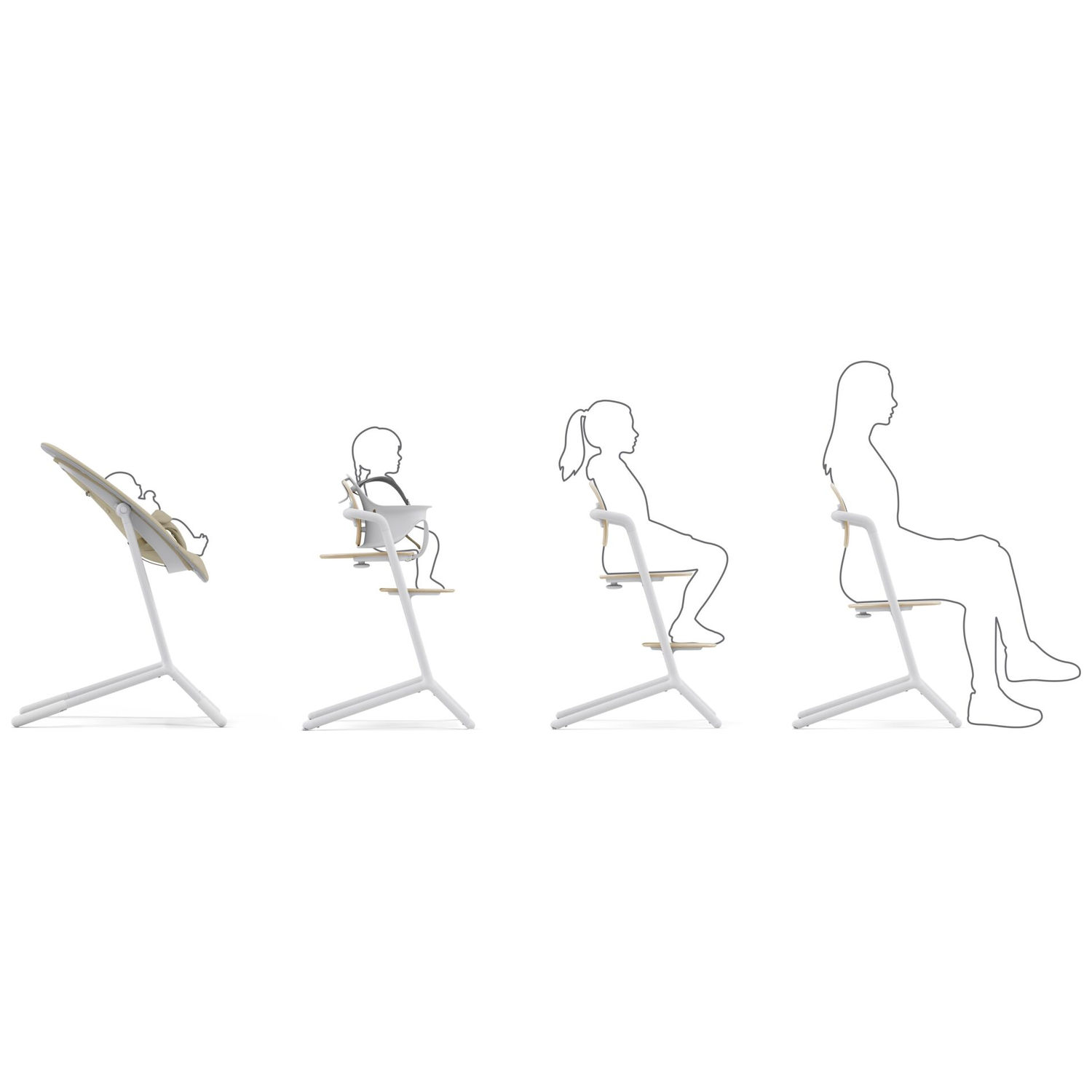 Chaise haute évolutive 4 in 1 Lemo 2 Sand White (Cybex) - Image 5