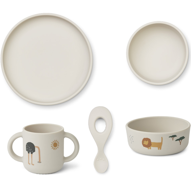 Coffret repas en silicone Vivi Safari sandy mix (4 pièces) (Liewood) - Couverture
