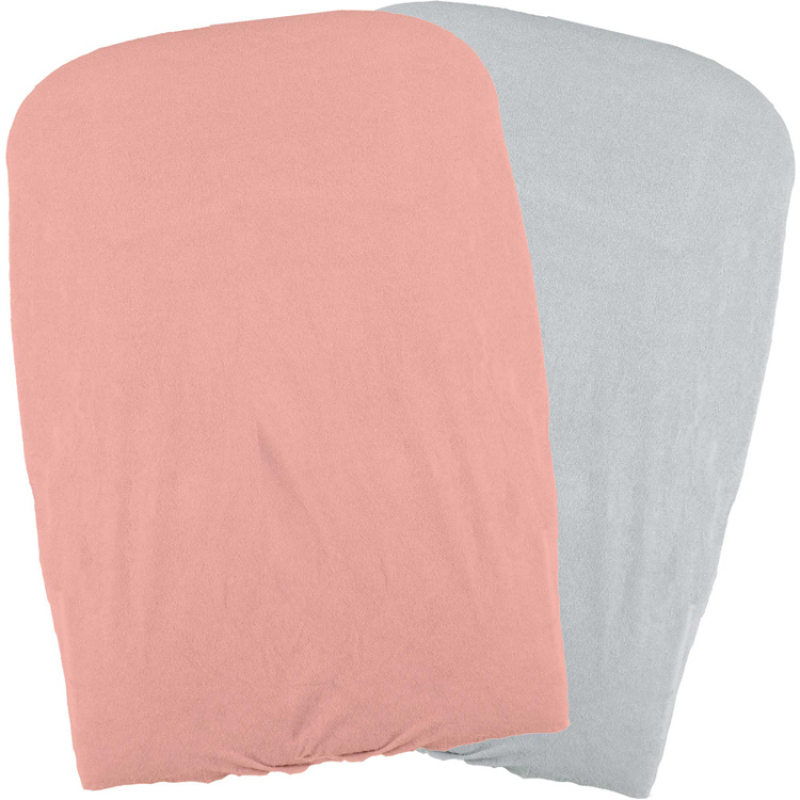 Domiva - Lot de 2 housses matelas à langer pêche et perle (50 x 75 cm)