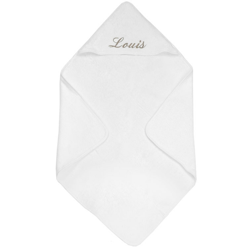 ANVIE - Cape de bain prénom taupe personnalisable (80 x 80 cm)