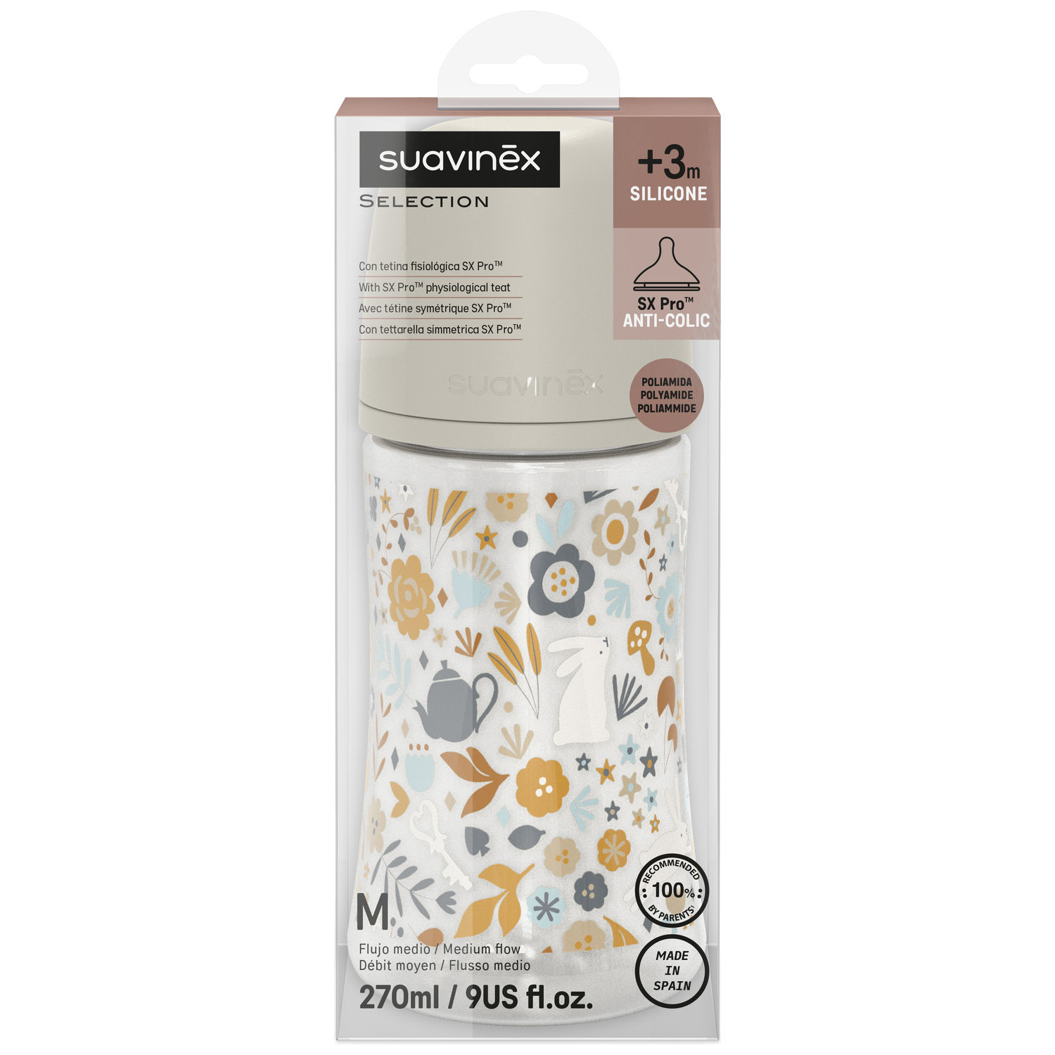 Biberon tétine SXPro M Wonderland Beige (270Ml) (Suavinex) - Image 7
