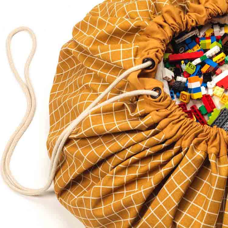 Sac à jouets 2 en 1 Noomad Original Organic Grid Mustard (Play & Go) - Image 7