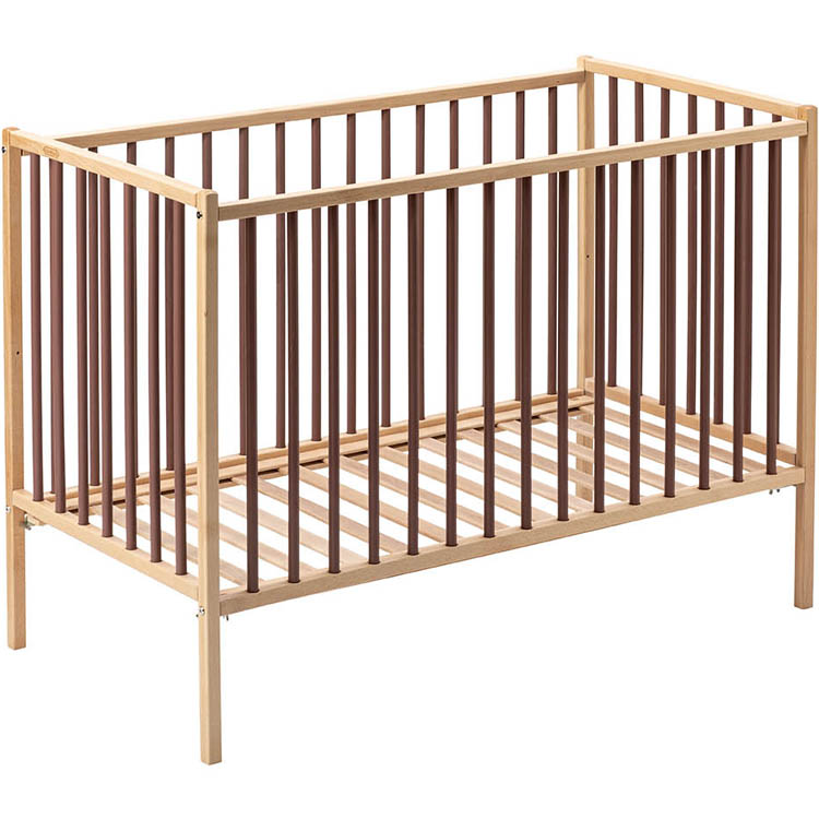 Combelle - Lit à barreaux en bois Rémi hybride vieux rose (60 x 120 cm)